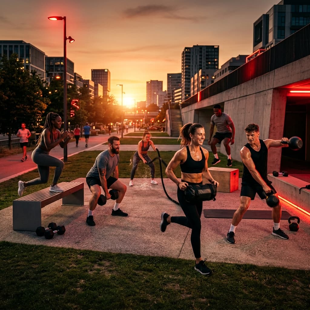Grupo de personas entrenando juntas al aire libre en Buenos Aires
